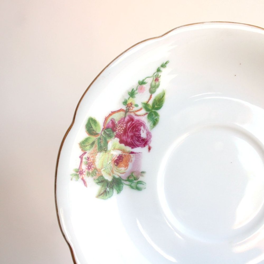 Vintage 1940s 1950s Tea Saucer, Made In Occupied Japan, Pink Rose China Plate - Picture 4 of 9